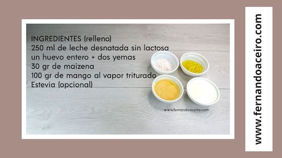 Ingredientes del relleno de crema de mango