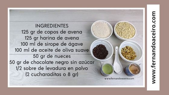 ingredientes de las cookies de avena