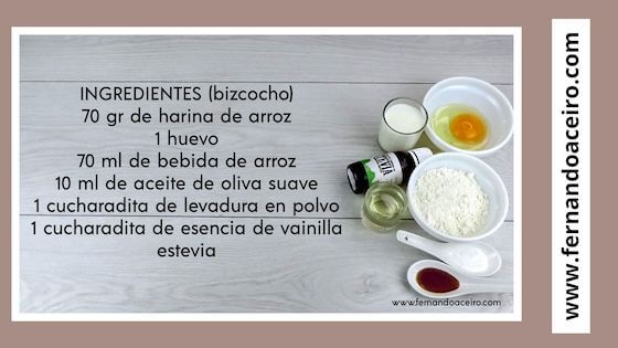 Ingredientes para hacer el bizcocho saludable para el tiramisú.