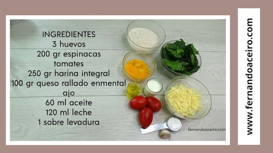 Ingredientes de los pastelitos de espinacas.