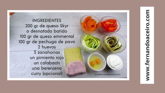 Ingredientes de la quiche de verduras sin harina
