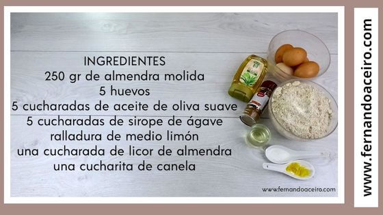 ingredientes de la torta de almendra.
