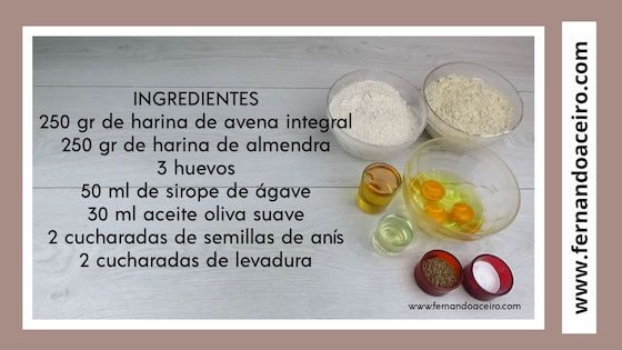 Ingredientes de las rosquillas integrales.