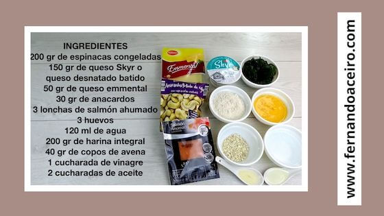 Ingredientes de la tarta de salmón saludable